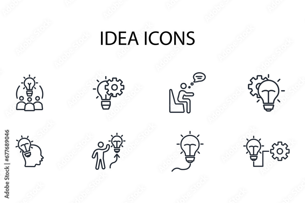 Poster idea icon set.vector.editable stroke.linear style sign for use web design,logo.symbol illustration.