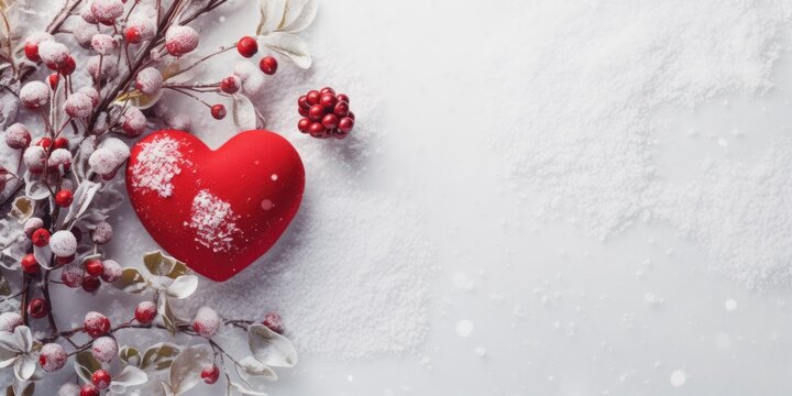 Winter Love Celebration - Create a heartwarming image for the holidays, specifically Valentine's Day. 