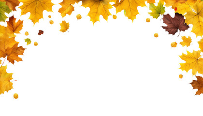 autumn leaves frame isolated on transparent background cutout