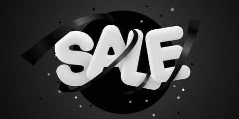 Black Friday Sale composition with decorative objects. Discount banner and poster.