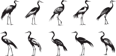 Foto op Plexiglas set of sandhill crane silhouette. © Muhammad