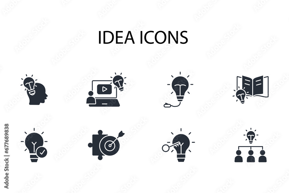 Poster idea icon set.vector.editable stroke.linear style sign for use web design,logo.symbol illustration.