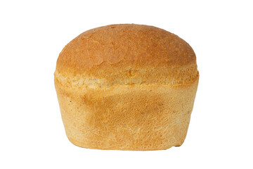 Loaf of white bread isolated on white background.