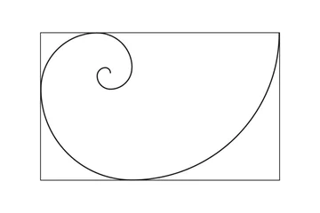 Türaufkleber Golden ratio template. Method golden section. Fibonacci array, numbers. Golden proportions. Logarithmic spiral. Vector outline illustration. © Hanna