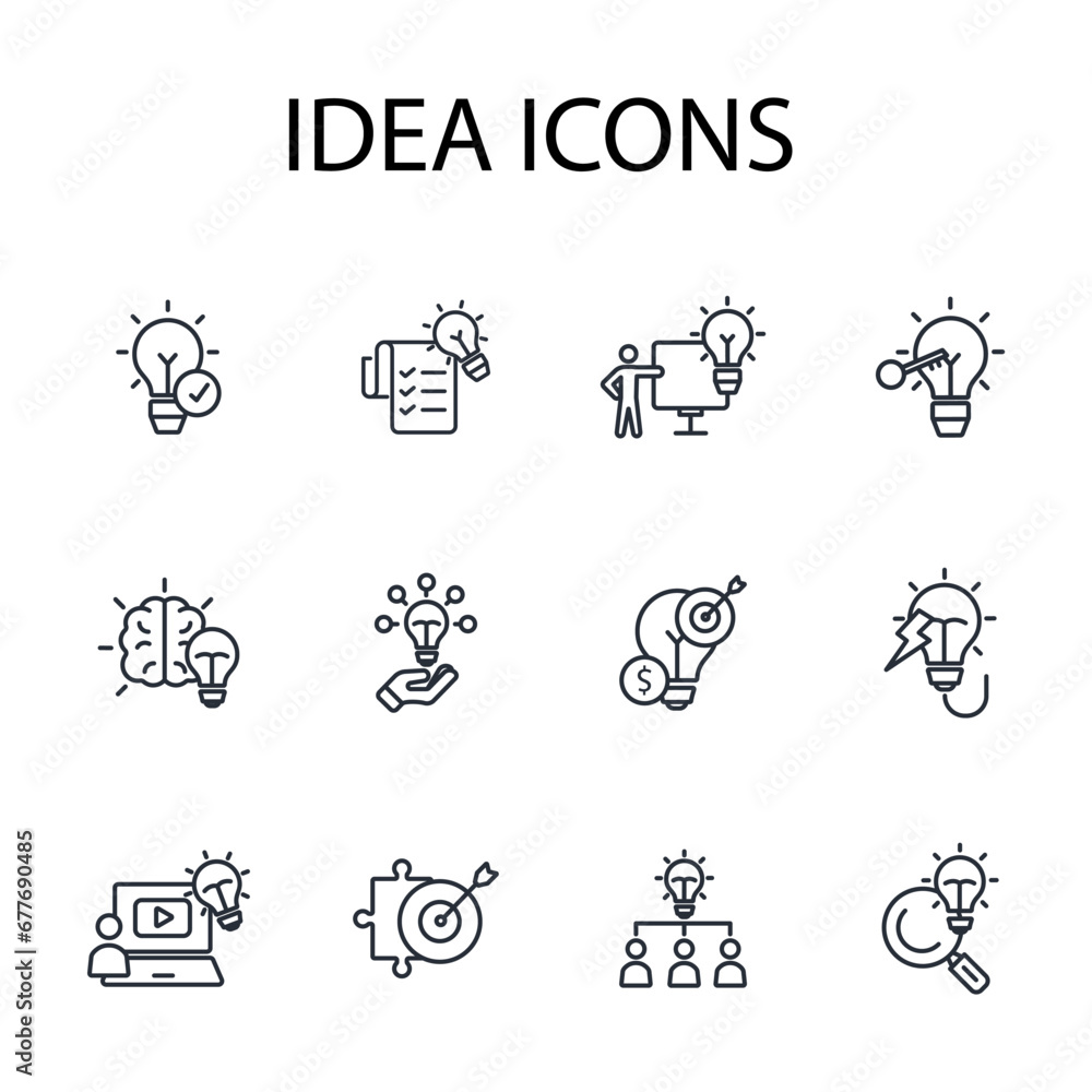 Poster idea icon set.vector.editable stroke.linear style sign for use web design,logo.symbol illustration.