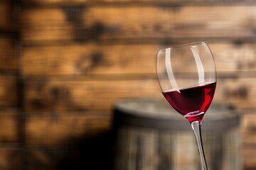 Tasty alcohol red wine in glass.