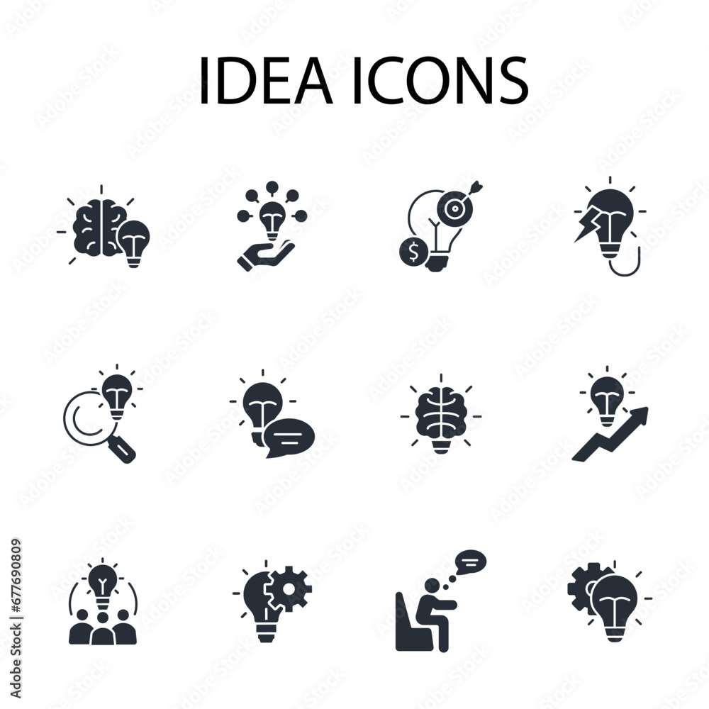 Poster idea icon set.vector.editable stroke.linear style sign for use web design,logo.symbol illustration.