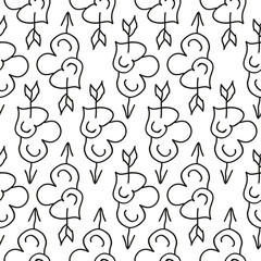 Seamless monochrome pattern of abstract shapes