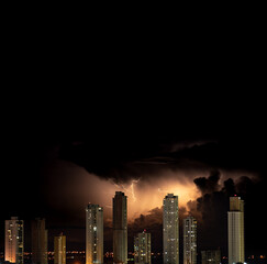 Fototapeta premium Dark Night Skyscrapers: The City and the Storm