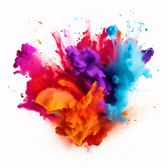 Fototapeta na wymiar Colorful powder splatter on white isolated background - ai generative