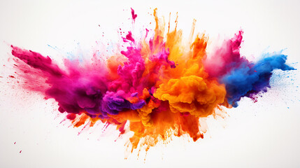 Colorful powder splatter on white isolated background - ai generative
