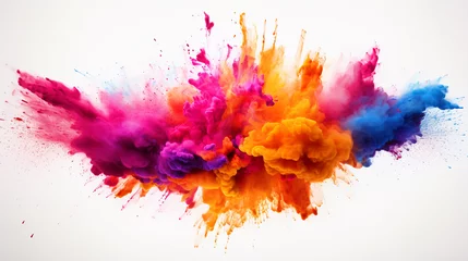 Outdoor-Kissen Colorful powder splatter on white isolated background - ai generative © DesiArt