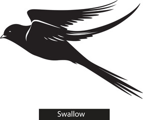 The set silhouettes of flying swallows.
