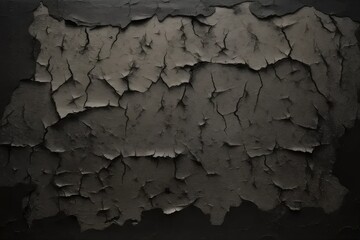Obraz premium Old Distressed Black Paper Background, Wrinkled Grunge Texture Backdrop With Blank Space For Text, Weathered Dark flat lay WallPaper, Peeling Black Wall Paper