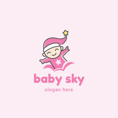 baby logo flying in the cloud