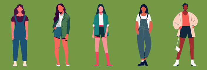 Five Fashion Women | Illustration Vector Graphics