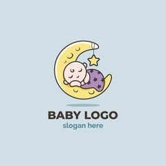 Happy baby shop with moon and star logo template