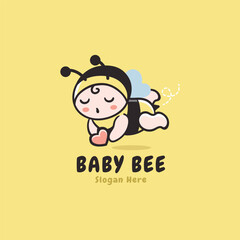 Happy baby bee shop logo template