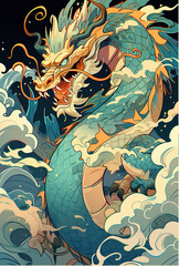 Rise of the Asian Dragon style digital art by Ai generated
