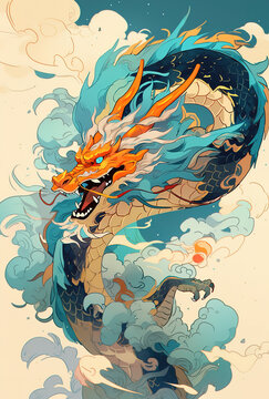 Rise of the Asian Dragon style digital art by Ai generated