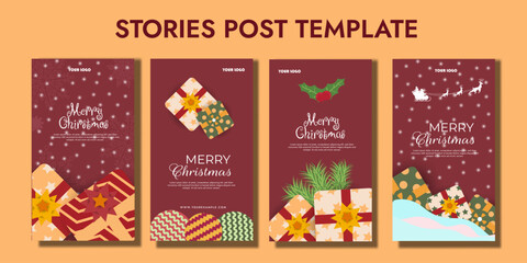 stories collection for christmas editable template, greeting card stories template, portrait Christmas background, editable Christmas portrait greeting card