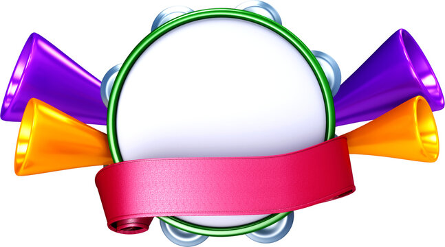 renderizacao 3d pandeiro colorido para carnaval elemento grafico