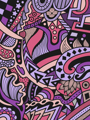 abstract drawing in lilac, pink and purple colors