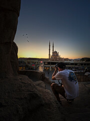 Obraz premium Al Sahaba Mosque at sunset Sharm el-Sheikh