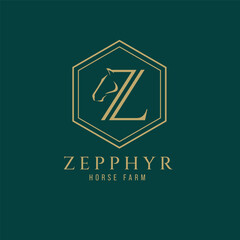 Elegant luxury letter Z monogram horse logo, letter Z horse logo, horse head logo
