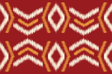 Ethnic Ikat fabric pattern geometric style.African Ikat embroidery Ethnic oriental pattern red background. Abstract,vector,illustration.Texture,clothing,frame,decoration,carpet,motif.