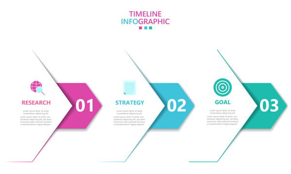 Infographic template for business. Modern Timeline infograph with 3 steps.