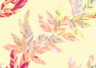 Decorative tree leafage repeat pattern vector. Simple floral spring fashion textile print.