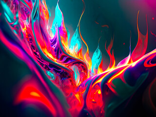 abstract background of colorful liquid in neon light. 3d rendering