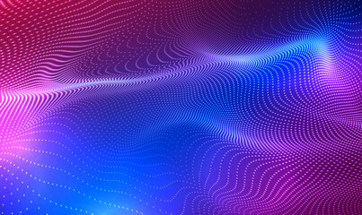 Abstract futuristic waving 3d particle technology background. Colored music wave. 3d wave point fractal grid infographic science futuristic audio visualization. Hi-tech and big data. Tech Vector EPS10
