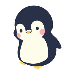 Cute penguin cartoon  icon in flat style
