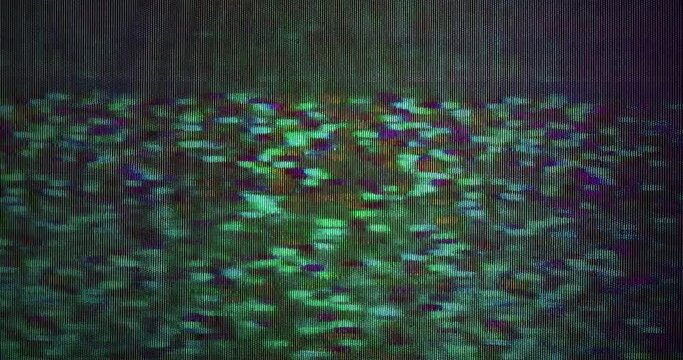 90s retro horror show 4K Halloween Analogue VHS footage vintage noise loop. Broken TV reception static insert element. Glitchy retro artefact video. Bad transfer. VCR broken artefact TV insert. 