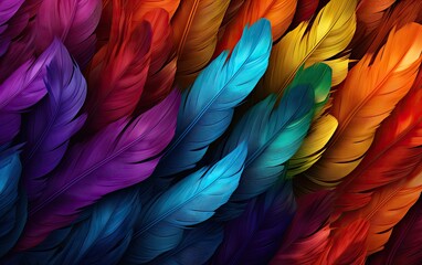 Obraz premium Colorful feathers background.