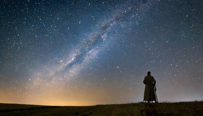 Divine Covenant: Abraham Receives God's Promise Amidst the Countless Stars in the Night Sky - obrazy, fototapety, plakaty