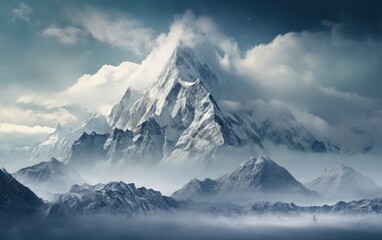 Snow covered mountains in winter.
