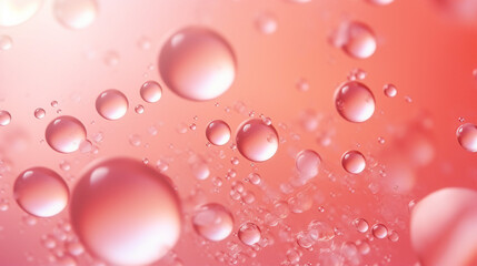 Pink Abstract Oil Painting with Bubbles on Coral Background
