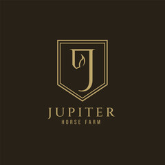 Elegant luxury letter J monogram horse logo, letter J horse logo, horse head logo (1)