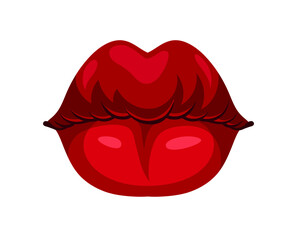 Red lips concept. Beauty, aesthetics and elegance. Make up and glamour. Sexy woman or girl. Kiss and love, passion. Cartoon flat vector illustration isolated on white background