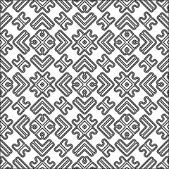Black lines on white background.
Wallpaper with figures from lines. Abstract geometric black and white pattern for web page, textures, card, poster, fabric, textile. Monochrome design. 