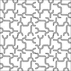 Black lines on white background.
Wallpaper with figures from lines. Abstract geometric black and white pattern for web page, textures, card, poster, fabric, textile. Monochrome design. 