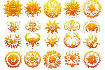 zodiac signs, astrological in gold tones on a white background