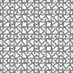 Black lines on white background.
Wallpaper with figures from lines. Abstract geometric black and white pattern for web page, textures, card, poster, fabric, textile. Monochrome design. 