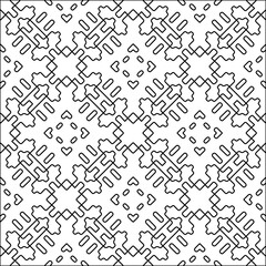 Black lines on white background.
Wallpaper with figures from lines. Abstract geometric black and white pattern for web page, textures, card, poster, fabric, textile. Monochrome design. 