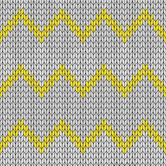 Yellow zigzag on knitted pattern. knitted vector pattern. Seamless gradient pattern for clothing, wrapping paper, backdrop, background, gift card.