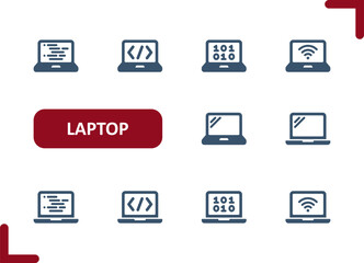 Laptop Icons. Computer, Coding, Hacking, Programming, IT, WiFi Icon