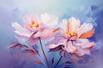 Vibrant Floral Trio in Abstract Oil Painting
